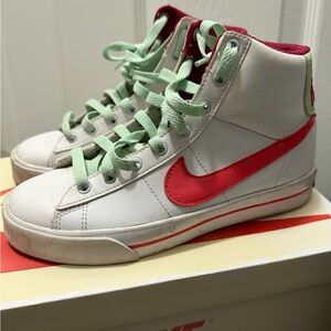 Nike Kids High-Top Sneakers - White and Red with Mint Accents